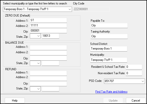 Image of PA City Tax Rate Editor